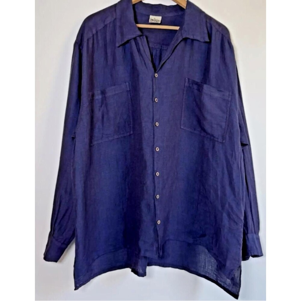 La Bottega di Brunella Shirt Mens‎ Medium Linen Button Up Italy Oversized Casual